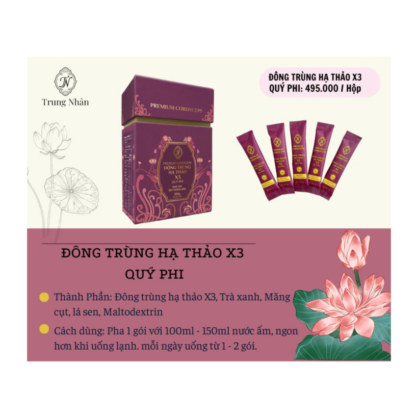 Đông trùng hạ thảo X3 Quý phi (kèm túi)