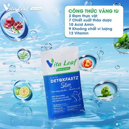 Bột Detoxfastz Slim - Hỗ trợ thải độc, giảm cân, tăng cường chuyển hóa chất béo (20 gói)