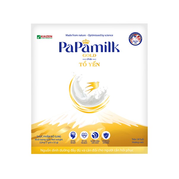 Sữa non tổ yến Papamilk Gold hỗ trợ xương khớp (24gói x 32g)      